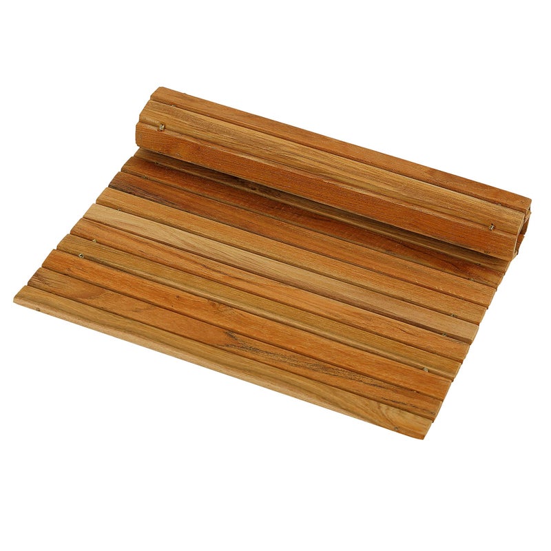 Bare Decor Asi Genuine Teak Wood Flexible Table Top Placemat or Sofa Arm Tray, 1 Mat 19" x 12" Brown - Image 2